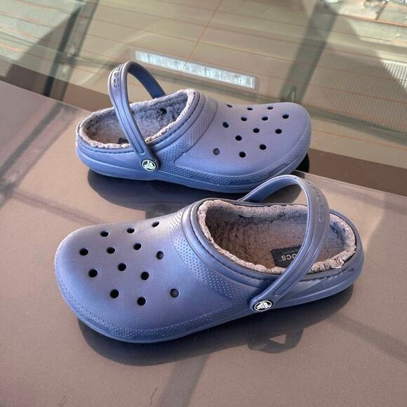 Crocs Classic Lined Clogs Big Kids Size J 5 Blue - Picture 5 of 14